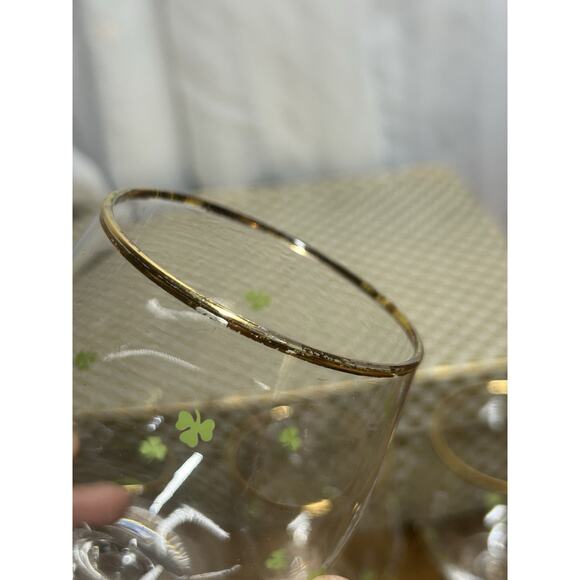 Vtg Hand-Blown Crystal Irish Whiskey Snifters Set of 6 Shamrock 3 Leaf Ireland - Picture 5 of 11